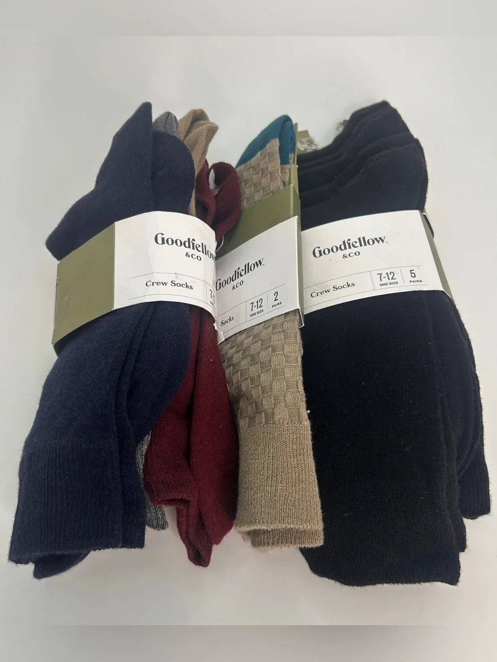Goodfellow & Co. Lot Of 10 Men’s Knit Crew Socks, Asst. Colors, Shoe Size 7-12